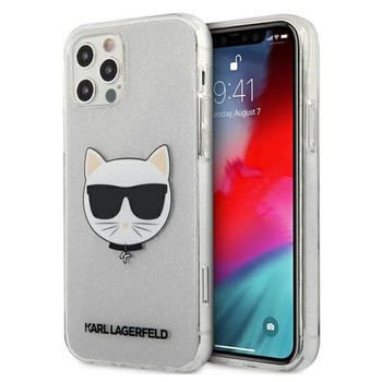 Karl Lagerfeld Choupette Head Glitter - Etui iPhone 12 / iPhone 12 Pro (srebrny)