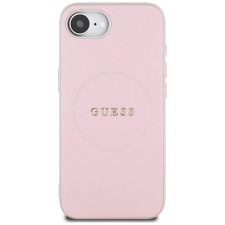 Guess Grained Ring MagSafe - Etui do iPhone 16e (różowy)