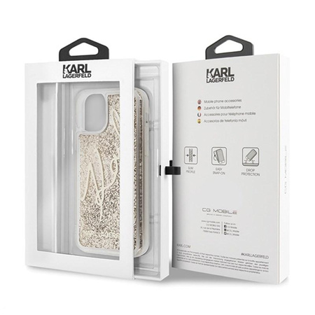 Karl Lagerfeld Signature Glitter Case - Etui iPhone 11 Pro (Gold)