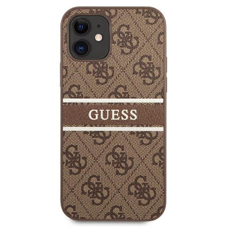 Guess 4G Printed Stripe - Etui iPhone 12 mini (brązowy)