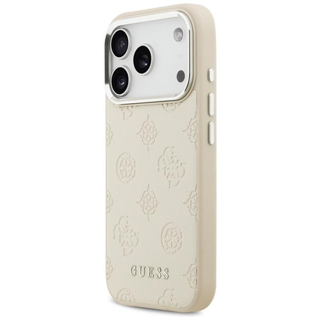 Guess Peony Hot Stamp Script MagSafe - Etui iPhone 17 Pro (beżowy)