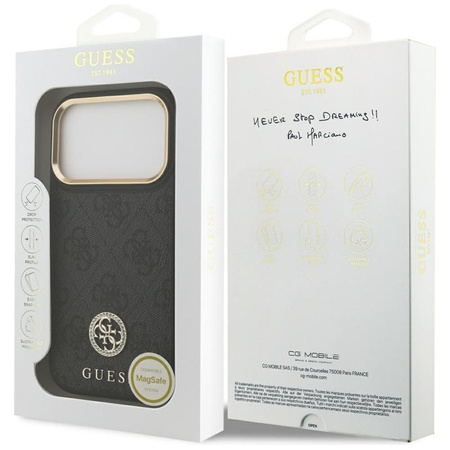 Guess 4G Strass Logo MagSafe - Etui iPhone 17 Pro (czarny)
