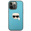 Karl Lagerfeld PU Leather Karl's Head Metal - Etui iPhone 13 Pro (niebieski)