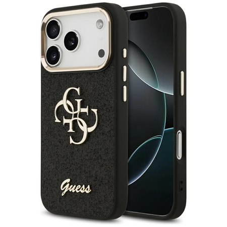Guess Fixed Glitter Big 4G Metal Frame - Etui iPhone 17 Pro (czarny)