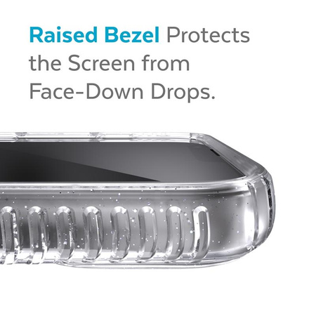 Speck Presidio Perfect-Clear with Glitter + Grips + MagSafe - Etui iPhone 13 z powłoką MICROBAN (Clear/Platinum Glitter)