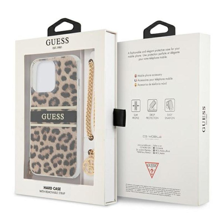 Guess Leopard Gold Chain - Etui iPhone 13 Pro Max