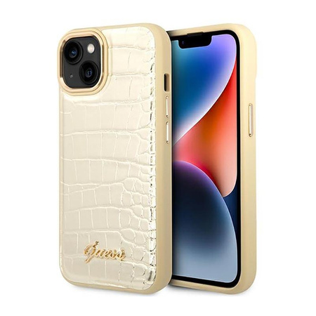 Guess Croco Collection – Etui iPhone 14 (złoty)