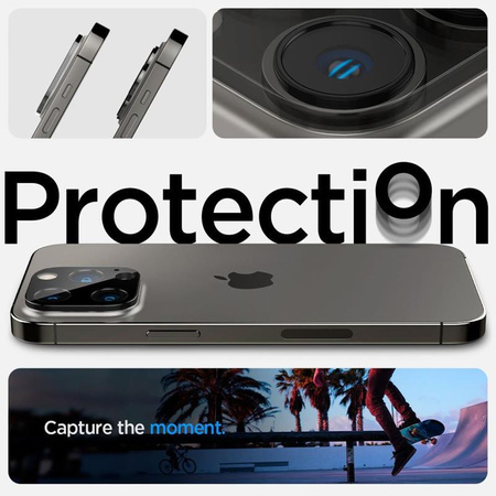 Spigen Optik.TR Camera Lens Protector 2-Pack - Szkło ochronne na obiektyw do iPhone 16 Pro / 16 Pro Max / 15 Pro / 15 Pro Max / 14 Pro / 14 Pro Max (Black)