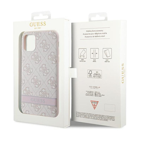Guess 4G Printed Stripe - Etui iPhone 11 / iPhone XR (różowy)
