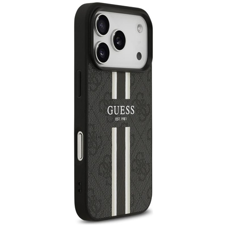 Guess 4G Printed Stripes MagSafe - Etui iPhone 17 Pro (czarny)