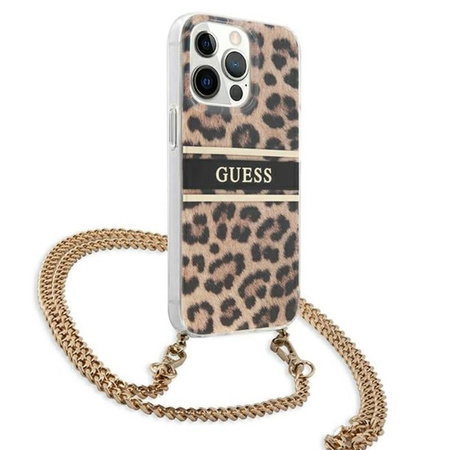 Guess Leopard Gold Stripe Crossbody - Etui iPhone 13 Pro