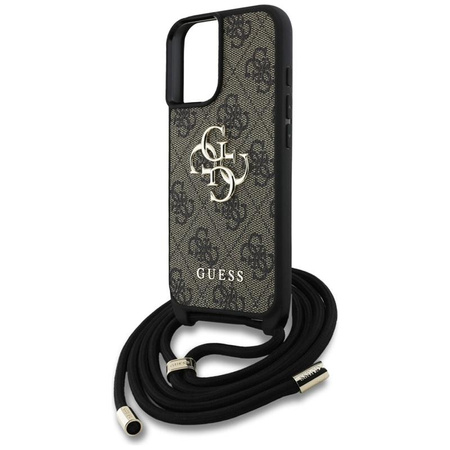 Guess 4G Big Logo Cord Strap Crossbody - Etui do iPhone 16 Plus (brązowy)