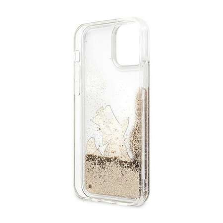 Karl Lagerfeld Liquid Glitter Choupette Fun - Etui iPhone 12 / iPhone 12 Pro (złoty)