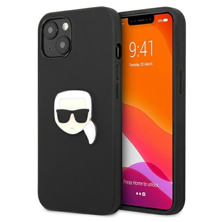 Karl Lagerfeld PU Leather Karl's Head Metal - Etui iPhone 13 (czarny)