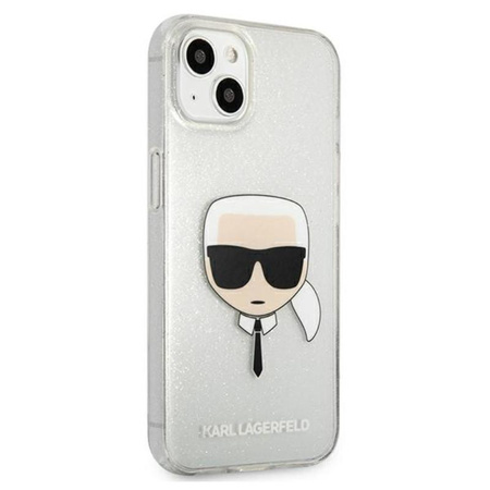 Karl Lagerfeld Karl's Head Glitter - Etui iPhone 13 (srebrny)