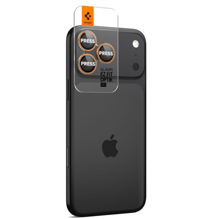 Spigen Optik Pro GLAS.TR EZ Fit Camera Protector 2-Pack - Szkło ochronne na obiektyw do iPhone 16 Pro / 16 Pro Max / 17 Pro / 17 Pro Max (2 szt) (Orange)