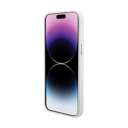 Guess Silicone Logo Strass 4G - Etui iPhone 15 Pro Max (biały)