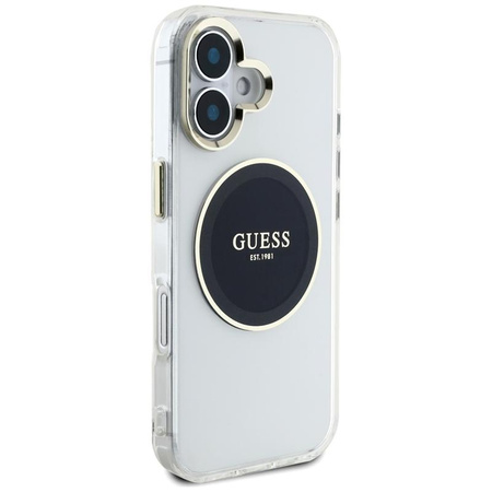 Guess IML Metal Colored Circle Classic Logo MagSafe - Etui do iPhone 16 (czarny)