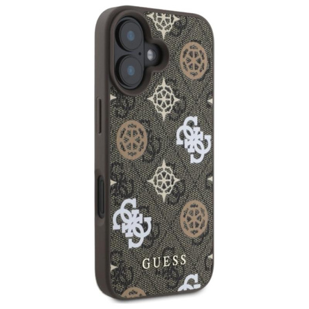 Guess Peony On 4G Background MagSafe - Etui iPhone 16 (brązowy)