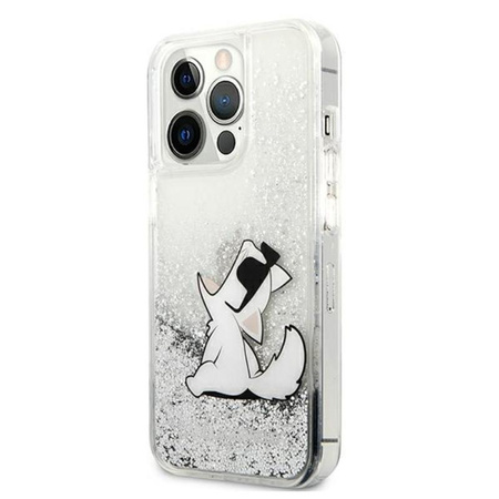 Karl Lagerfeld Liquid Glitter Choupette Fun - Etui iPhone 13 Pro (srebrny)