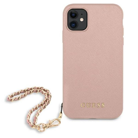 Guess Saffiano Chain - Etui iPhone 11 (różowy)