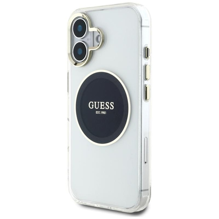 Guess IML Metal Colored Circle Classic Logo MagSafe - Etui do iPhone 16 (czarny)