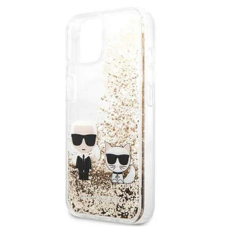 Karl Lagerfeld Liquid Glitter Karl & Choupette - Etui iPhone 13 Mini (złoty)