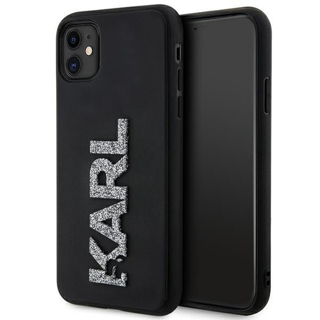 Karl Lagerfeld 3D Rubber Glitter Logo - Etui iPhone 11 (Czarny)