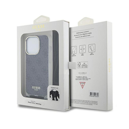 Guess Crossbody Cord 4G Print - Etui iPhone 15 Pro (czarny)