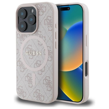 Guess 4G Ring Classic Logo MagSafe - Etui iPhone 16 Pro Max (różowy)