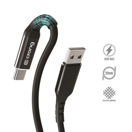 Crong Armor Link - Kabel 60W PD 3A USB-A do USB-C 25cm (czarny)