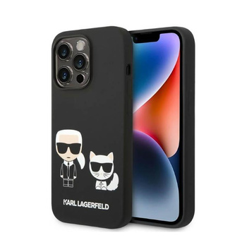 Karl Lagerfeld Liquid Silicone Karl & Choupette MagSafe - Etui iPhone 14 Pro (czarny)