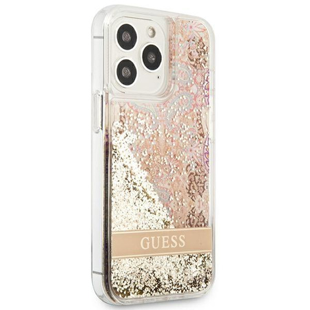 Guess Liquid Glitter Paisley - Etui iPhone 13 Pro Max (złoty)