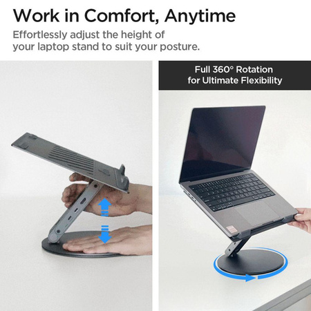 Spigen LD204H Laptop Stand Hub - Podstawka / stojak pod laptopa z Hubem 6 w 1 (Space Grey)