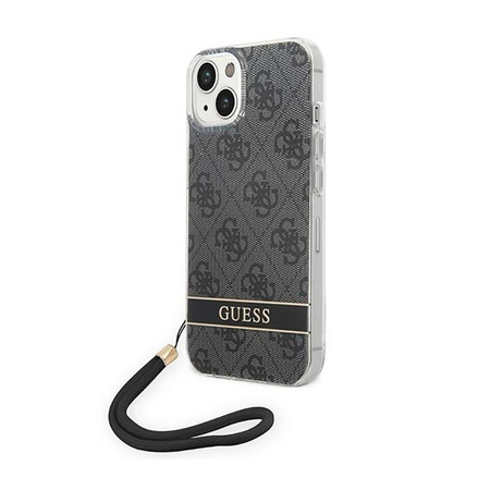 Guess 4G Print Cord - Etui ze smyczką iPhone 14 (czarny)