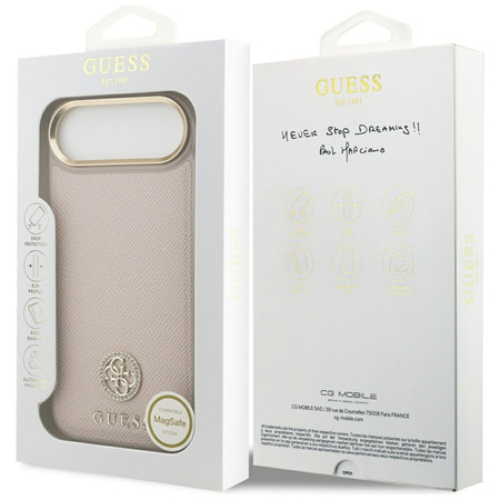 Guess Grained Strass Logo MagSafe - Etui iPhone Air (różowy)