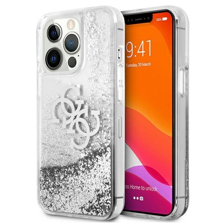 Guess Liquid Glitter 4G Big Logo - Etui iPhone 13 Pro (srebrny)