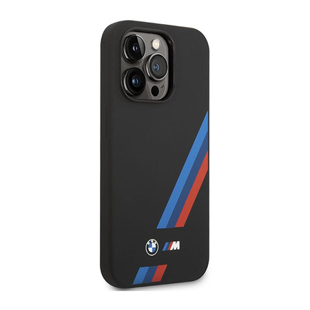 BMW Silicone Slanted Stripes - Etui iPhone 14 Pro (czarny)