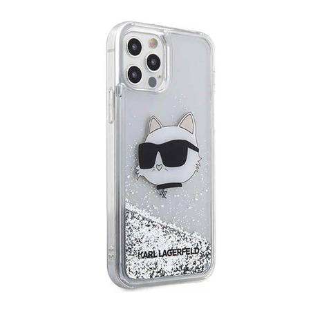 Karl Lagerfeld Liquid Glitter NFT Choupette Head - Etui iPhone 12 / iPhone 12 Pro (srebrny)