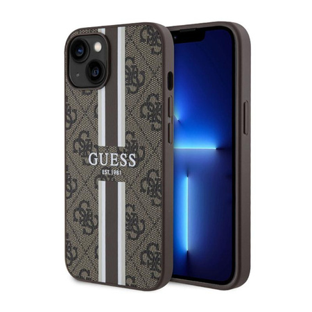 Guess 4G Printed Stripes MagSafe - Etui iPhone 14 (Brązowy)