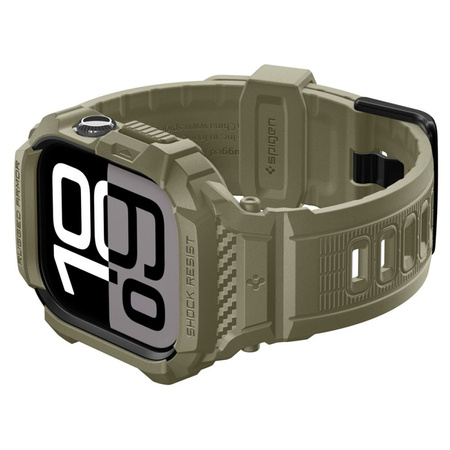 Spigen Rugged Armor Pro V2 – Pasek z obudową do Apple Watch 10 / 11 46 mm (Vintage Khaki)
