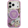 Guess IML Glitter Flowers Triangle MagSafe - Etui iPhone 17 Pro (fioletowy)