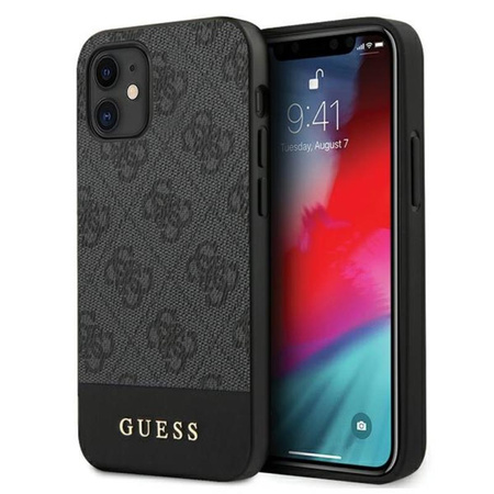 Guess 4G Bottom Stripe Collection - Etui iPhone 12 mini (szary)