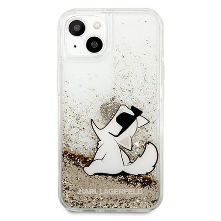 Karl Lagerfeld Liquid Glitter Choupette Fun - Etui iPhone 13 Mini (złoty)
