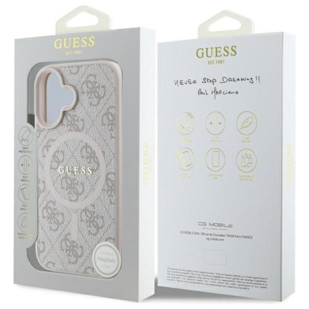 Guess 4G Ring Classic Logo MagSafe - Etui iPhone 16 (różowy)