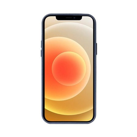 Crong Essential Cover Magnetic - Etui ze skóry iPhone 12 / iPhone 12 Pro MagSafe (granatowy)