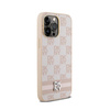 DKNY Leather Checkered Mono Pattern & Printed Stripes - Etui iPhone 14 Pro Max (różowy)