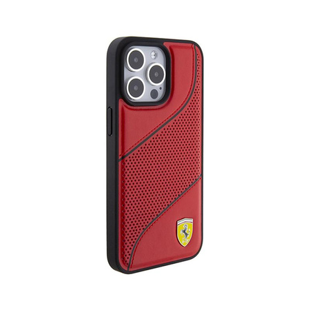 Ferrari Perforated Waves Metal Logo - Etui iPhone 15 Pro Max (czerwony)