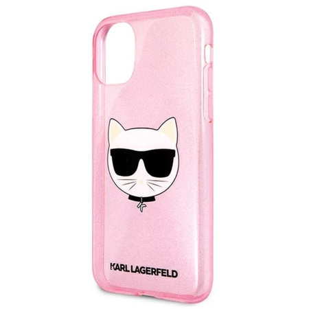 Karl Lagerfeld Choupette Head Glitter - Etui iPhone 11 (różowy)