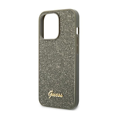 Guess Glitter Flakes Metal Logo Case – Etui iPhone 14 Pro (zielony)